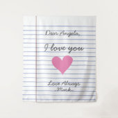 手書きのラブレターまたはメッセージをカスタマイズしたノートブック タペストリー (正面)