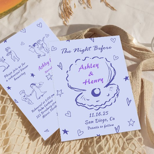 手書きのリハーサルディナーの前夜の招待状 招待状