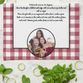 手書きのレシピキープサケブルゴーニュの格子柄の写真 キッチンタオル (折り畳み)