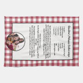 手書きのレシピキープサケブルゴーニュの格子柄の写真 キッチンタオル (横)