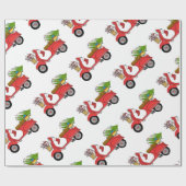 手書きのレトロなクリスマススクーター ラッピングペーパー (フラット)