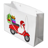 手書きのヴィンテージクリスマススクーター ラージペーパーバッグ (裏面アングル)
