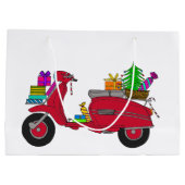 手書きのヴィンテージクリスマススクーター ラージペーパーバッグ (裏面)