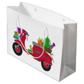 手書きのヴィンテージクリスマススクーター ラージペーパーバッグ (裏面アングル)