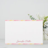 手書きの一流の文字のピンクの黄色の白のテンプレート 便箋 (スタンド正面)