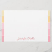 手書きの一流の文字のピンクの黄色色の調和 便箋 (正面)