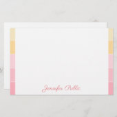 手書きの一流の文字のピンクの黄色色の調和 便箋 (正面/裏面)