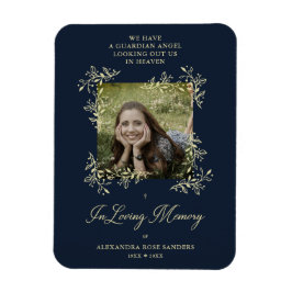 手書きの優雅なカリグラフィー　ネイビー　ウェディング　メモリアル マグネット