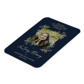 手書きの優雅なカリグラフィー ネイビー ウェディング メモリアル マグネット (左側)