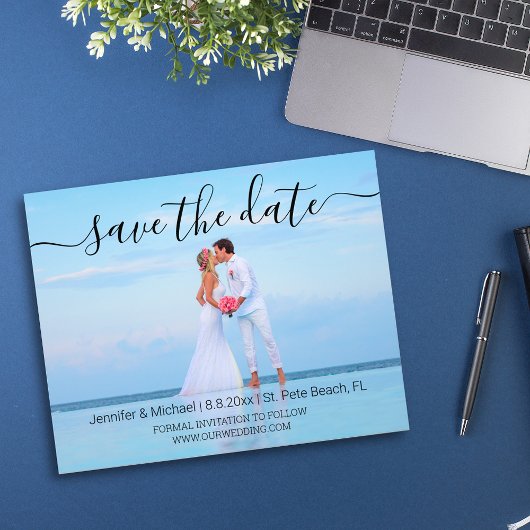 手書きの写真の結婚招待を保存する チラシ