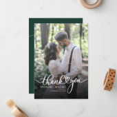 手書きの写真エレガントな結婚式ありがとう ノートカード (正面/裏面インサイチュ)