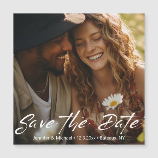 手書きの写真ミニマル磁石の日付を保存 (正面)