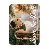 手書きの写真モダンの日付を結婚保存する マグネット (縦)