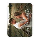 手書きの写真モダンの日付を結婚保存する マグネット (縦)