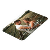 手書きの写真モダンの日付を結婚保存する マグネット (左側)