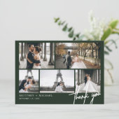 手書きの写真モダンコラージュの森の緑 サンキューカード (スタンド正面)