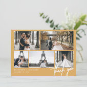 手書きの写真モダンコラージュマスタードイエロー サンキューカード (スタンド正面)