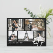 手書きの写真モダンコラージュ黒 サンキューカード (スタンド正面)