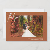 手書きの写真モダンテラコッタ サンキューカード (正面)