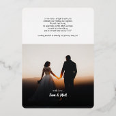 手書きの写真結婚ありがとう金ゴールド 箔招待状 (裏面)