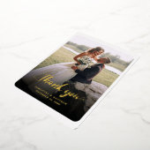 手書きの写真結婚ありがとう金ゴールド 箔招待状 (回転した状態)