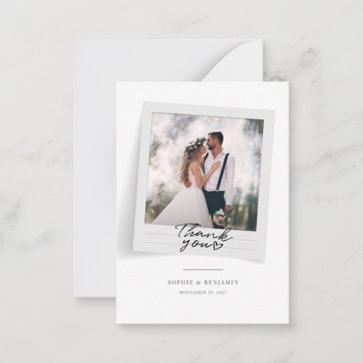 手書きの写真結婚ありがとう ノートカード (正面)