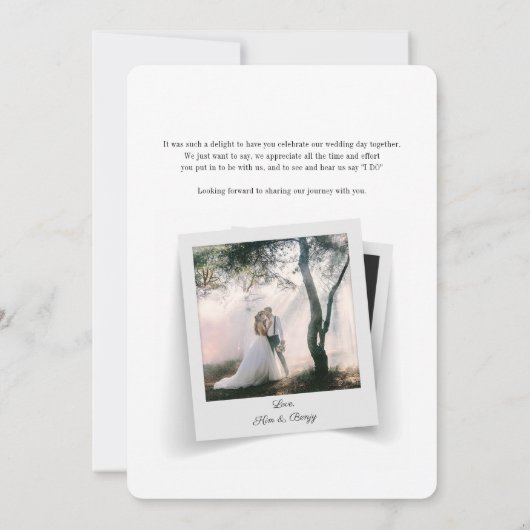 手書きの写真結婚ありがとう ノートカード (裏面)