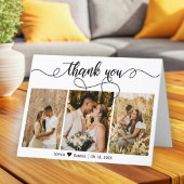 手書きの写結婚真コラージュありがとう サンキューカード