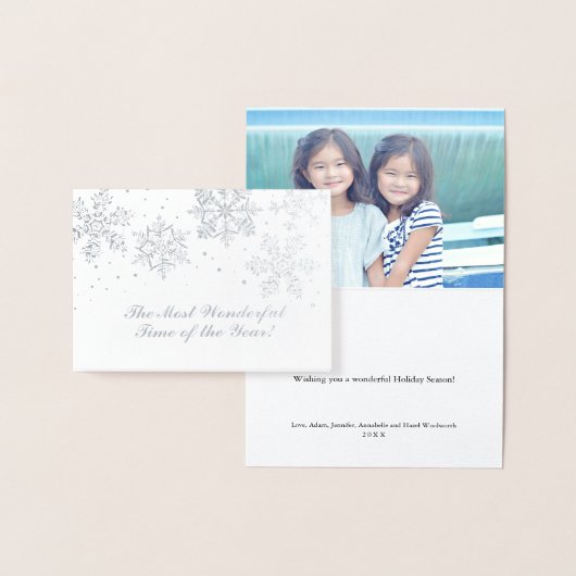 手書きの冬の雪片 | クリスマス 箔カード (ディスプレー)