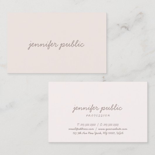 手書きの原稿のエレガントなシンプルなテンプレートのモダン 名刺 (正面/裏面)