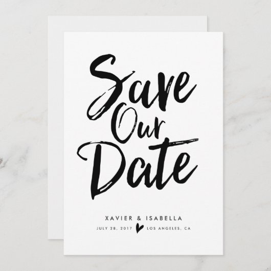 手書きの原稿のセーブ・ザ・デート案内 セーブザデート (正面/裏面)