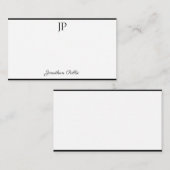 手書きの原稿のモノグラムのテンプレートのシンプル ノートカード (正面/裏面)