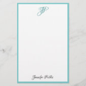 手書きの原稿のモノグラムの名前のシンプルのモダン 便箋 (正面)