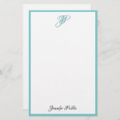 手書きの原稿のモノグラムの名前のシンプルのモダン 便箋 (正面/裏面)