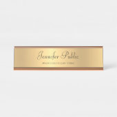 手書きの原稿の粋でモダンな金ゴールドのテンプレート デスクネームプレート (正面)