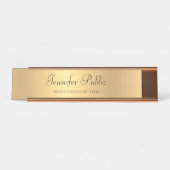 手書きの原稿の粋でモダンな金ゴールドのテンプレート デスクネームプレート (正面)