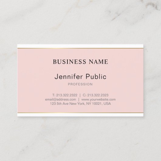 手書きの原稿の赤面のピンクの金ゴールドの平野のトレンディー 名刺 (裏面)