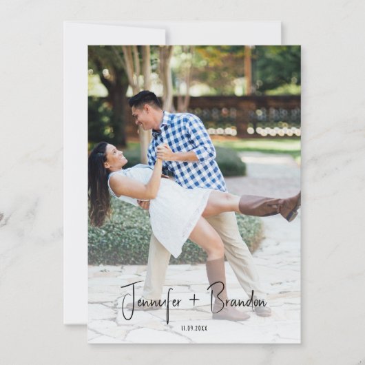 手書きの古い金の日付写真を保存 招待状 (正面)