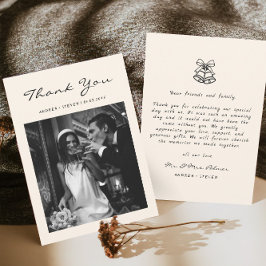 手書きの古い金結婚の サンキューカード