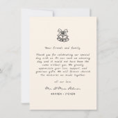 手書きの古い金結婚の サンキューカード (裏面)