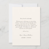 手書きの古い金結婚の サンキューカード (裏面)