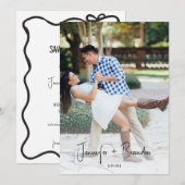 手書きの古風な写真でお金持ち風の結婚式の日時を知らせるカード 招待状 (正面/裏面)