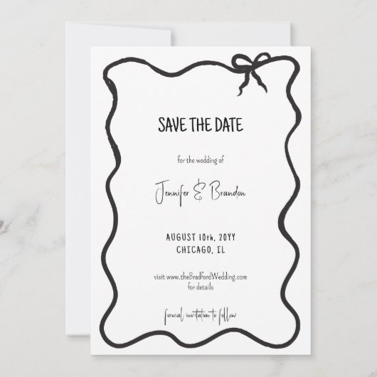 手書きの古風な写真でお金持ち風のSave the Date 招待状 (裏面)