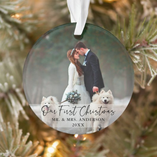 手書きの台本初めてのクリスマス結婚の写真 オーナメント (ツリー)