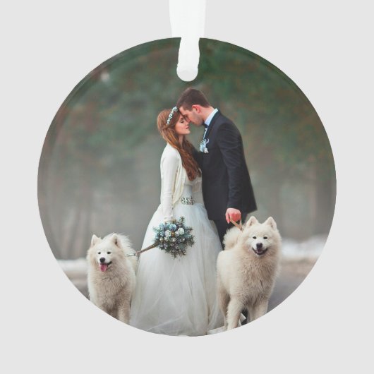 手書きの台本初めてのクリスマス結婚の写真 オーナメント (裏面)