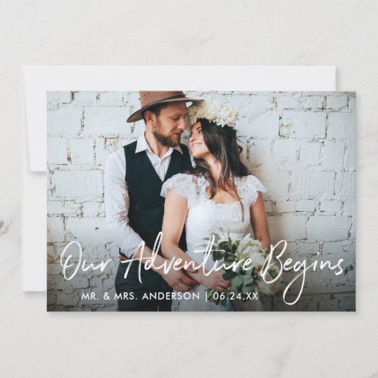 手書きの台本,冒険が始ま結婚る サンキューカード (正面)