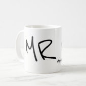 手書きの名前とイニシャル（写真b/w） コーヒーマグカップ (正面左)