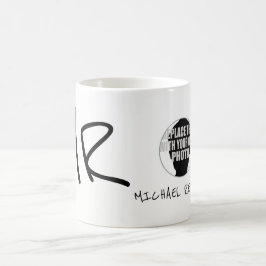 手書きの名前とイニシャル（写真b/w） コーヒーマグカップ