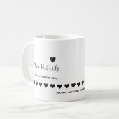 手書きの名前の署名と愛のハート白 コーヒーマグカップ (正面左)