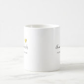 手書きの名前の署名と愛ハート コーヒーマグカップ (中央)